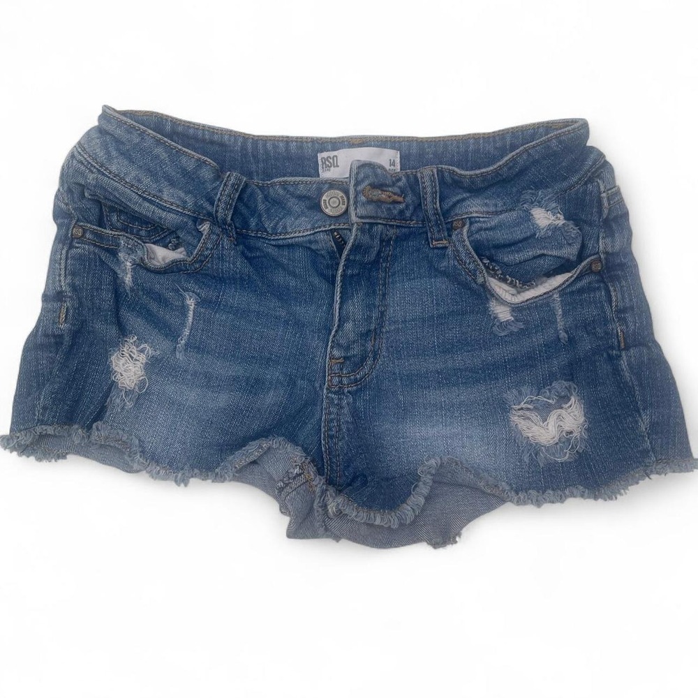 RSQ Jeans Cabo Cut-Off Distressed Denim Shorts Medium Wash Kids Size 14